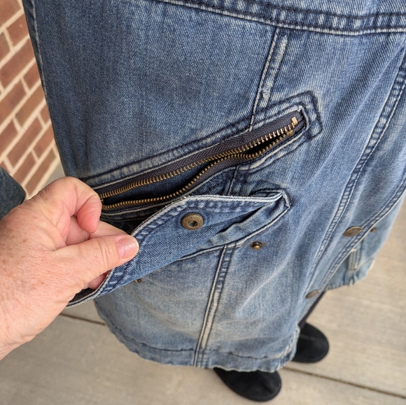 Rare Free People Rendered Denim Sherpa Jacket/Coat- Small ( Oversized) - Picture 5 of 12